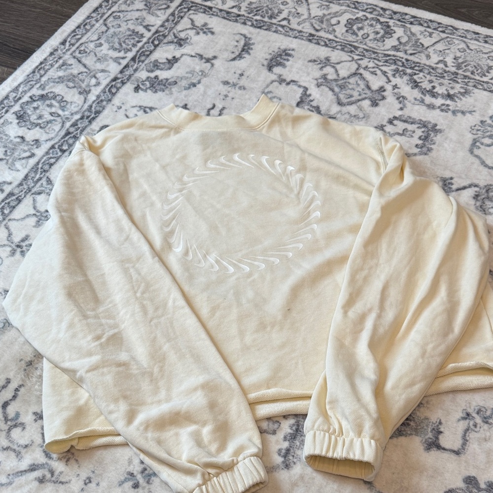 Nike Women's Cream Sweatshirt with Embroidered Design
